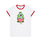 Plant Earth - Women's Ringer Tee White Red Womens Ringer T-shirt Environment Plants Printed In Australia