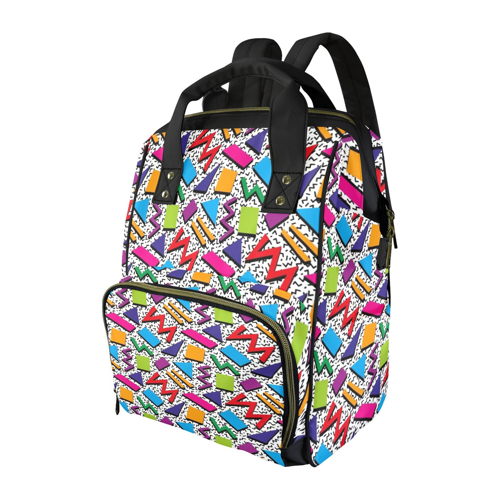 Graphic 80's Multi-Function Backpack, Nappy / Diaper Bag One Size Multi-function Backpack, Nappy / Diaper Bag Printed Offshore Retro