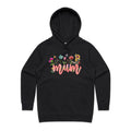 Mum, Flowers And Butterflies Women's AS Colour Hoodie Black Womens Hoodie Mum Printed In Australia