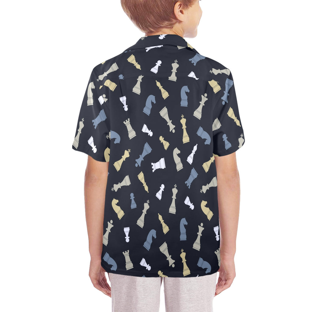 Chess Pattern Senior Kids Hawaiian Shirt Senior Kids Hawaiian Shirt 8-15 Chess Games Printed Offshore