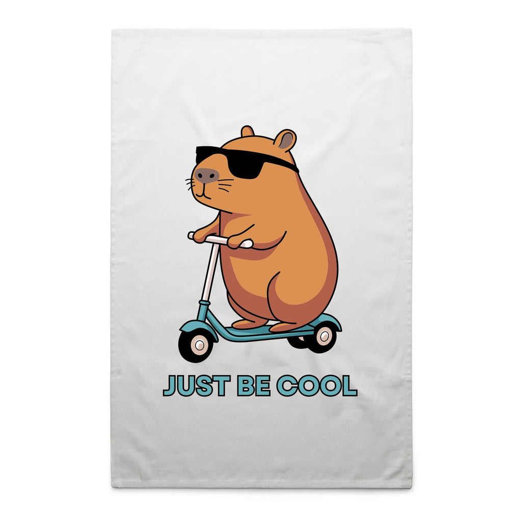 Just Be Cool, Capybara - AS Colour Tea Towel White One Size Tea Towel animal Printed In Australia