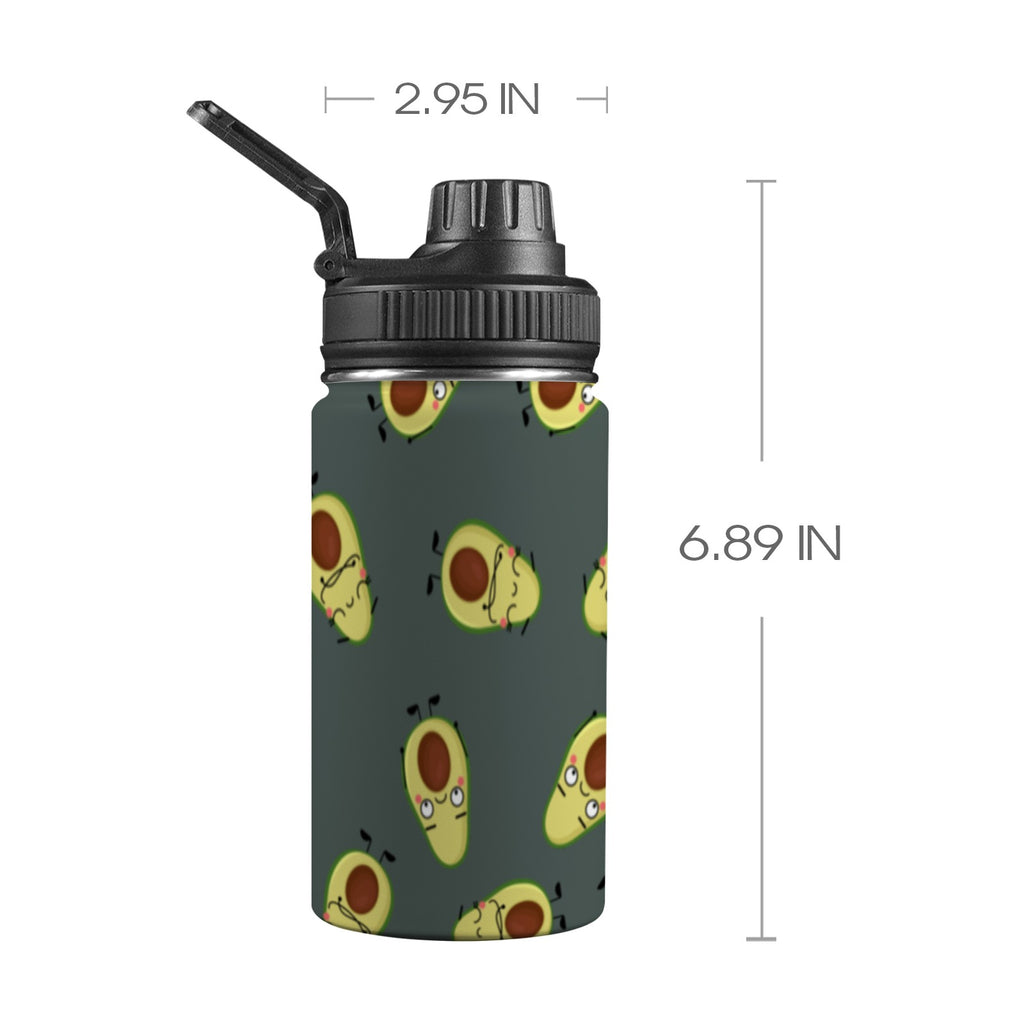 Avocado Characters - Kids Water Bottle with Chug Lid (12 oz) One Size Kids Water Bottle with Chug Lid Food Printed Offshore