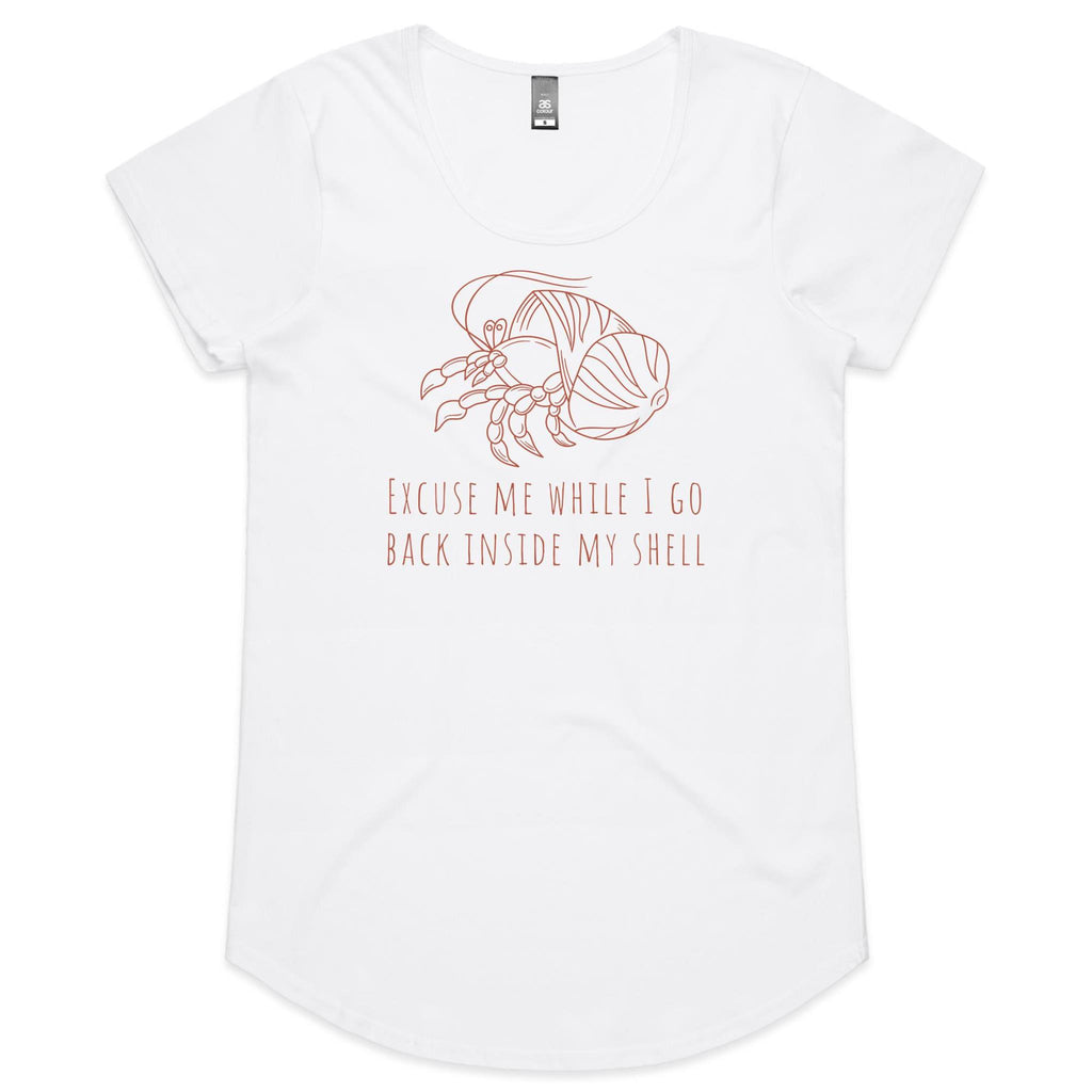 Hermit Crab, Introvert - Womens Scoop Neck T-Shirt White Womens Scoop Neck T-shirt animal Printed In Australia