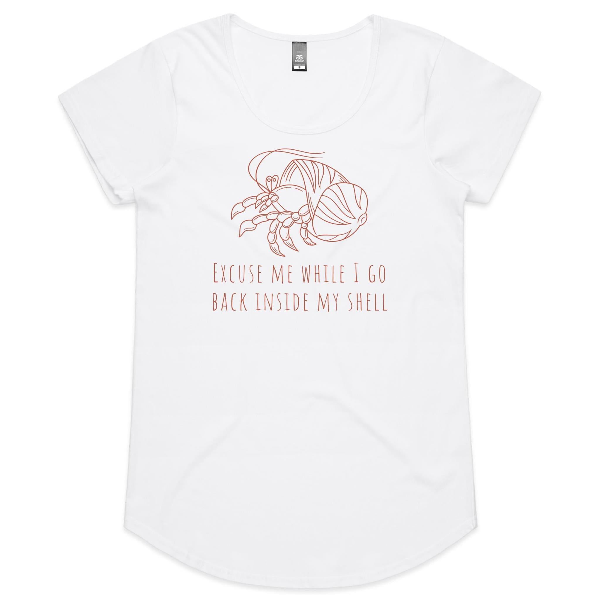 Hermit Crab, Introvert - Womens Scoop Neck T-Shirt White Womens Scoop Neck T-shirt animal Printed In Australia
