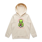 Reading Takes You To Another World, Alien Kid's AS Colour Hoodie Ecru Kids Hoodie Printed In Australia
