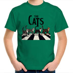 The Cats, Fab Four Crossing The Road - Kids Youth T-Shirt Kelly Green Kids Youth T-shirt animal Music Printed In Australia