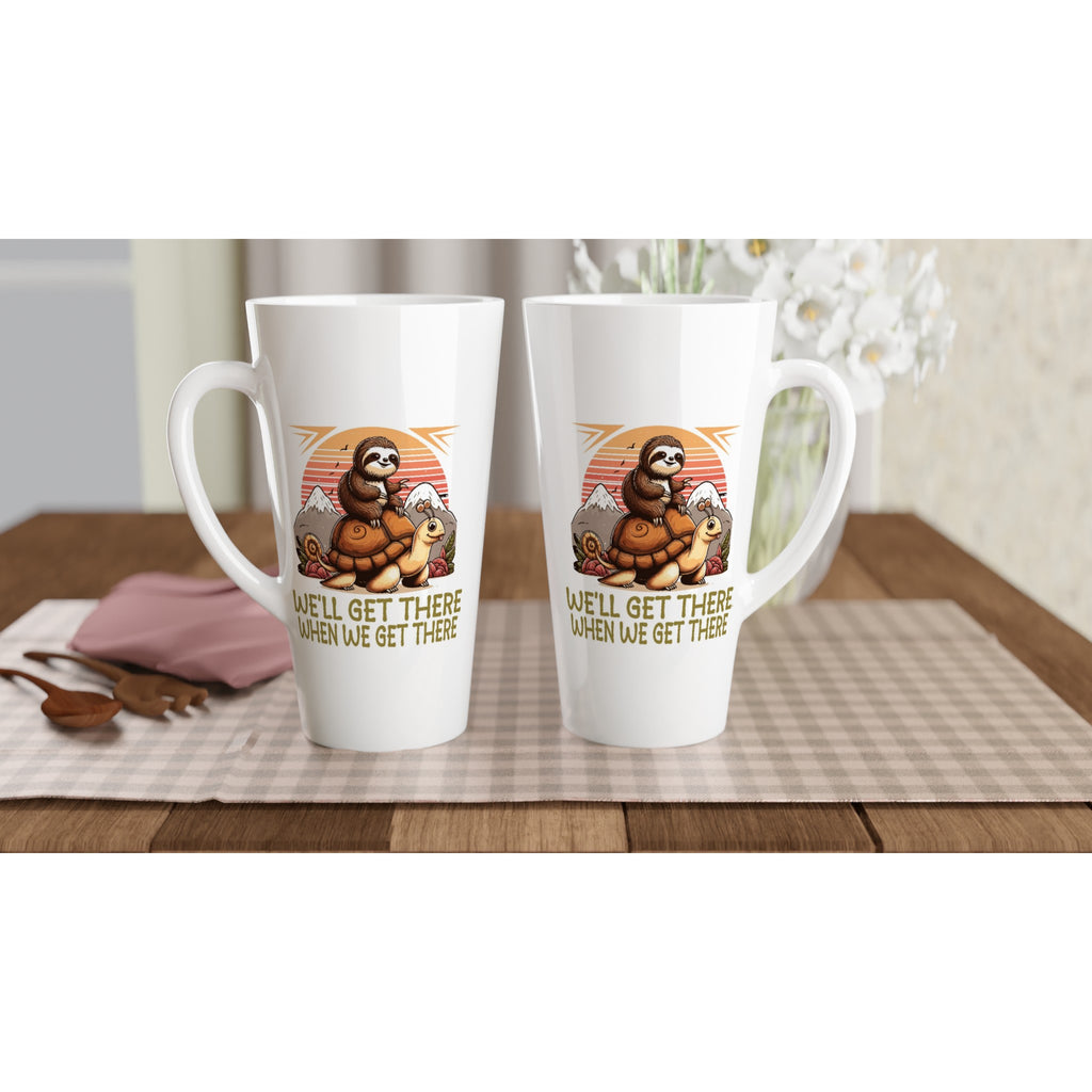 Sloth Race, We'll Get There When We Get There - White Latte 17oz Ceramic Mug Latte Mug animal Globally Fulfilled