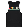 Drummer Evolution - Mens Tank Top Tee Black Drop Arm Tank Top Music Printed In Australia