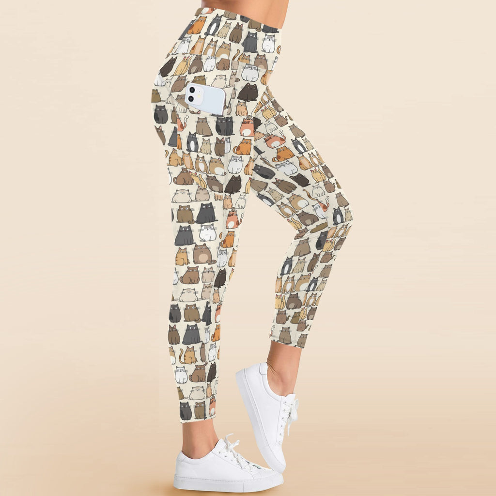 Lots Of Cats - Women's High Waist Pockets Yoga Leggings