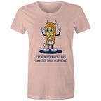 I Remember When I Was Smarter Than My Phone - Womens T-shirt Pale Pink Womens T-shirt Printed In Australia Retro Tech