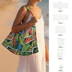 Tropical Comic Book Style Beach Chair Towel Cover with Side Pockets