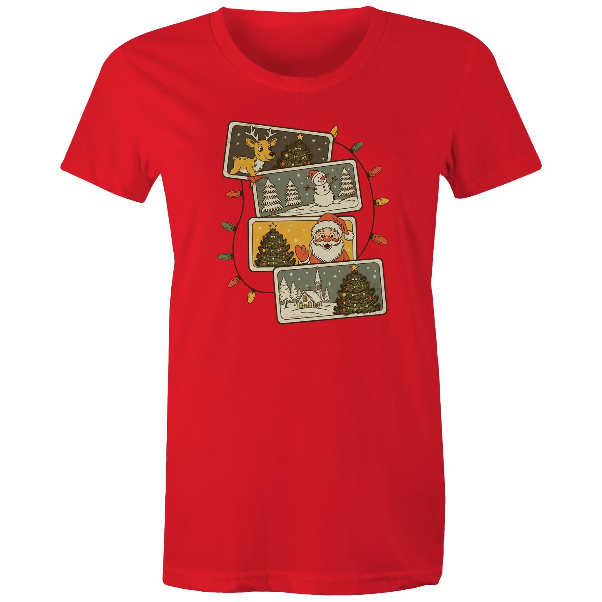 Retro Christmas Cards - Womens T-shirt
