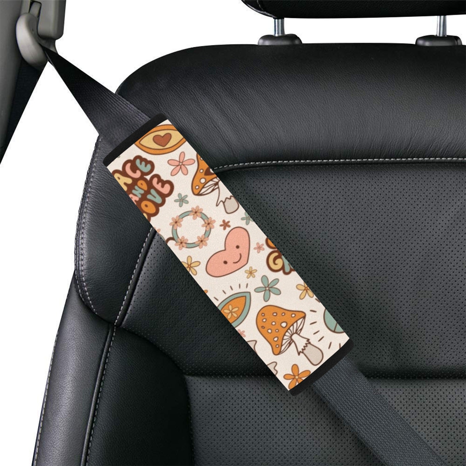 Peace And Love - Car Seat Belt Cover 7''x10'' (Pack of 2)