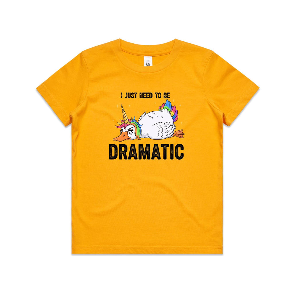 Dramatic Unicorn Goose Kid's AS Colour T-shirt Gold Kids Youth T-shirt animal Printed In Australia
