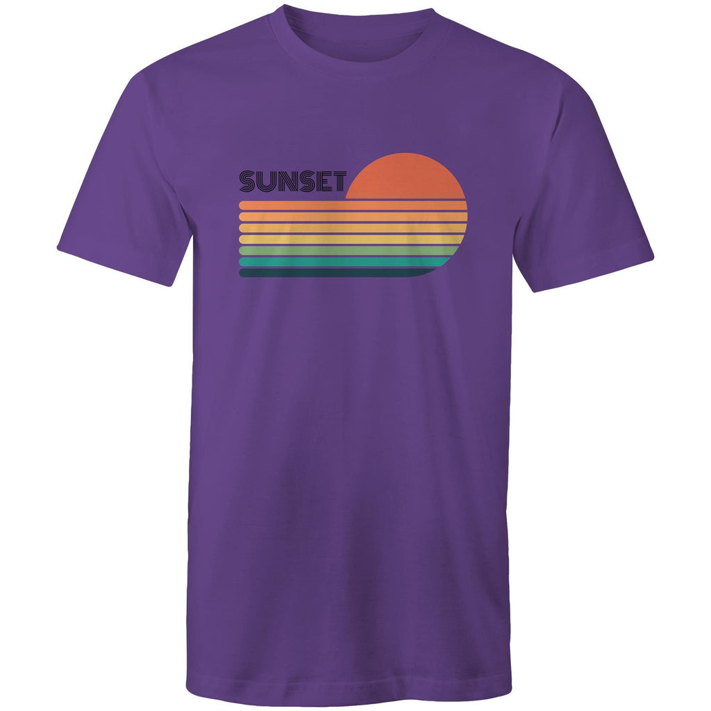 Retro Sunset - Mens T-Shirt Purple Mens T-shirt Printed In Australia Retro