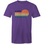 Retro Sunset - Mens T-Shirt Purple Mens T-shirt Printed In Australia Retro