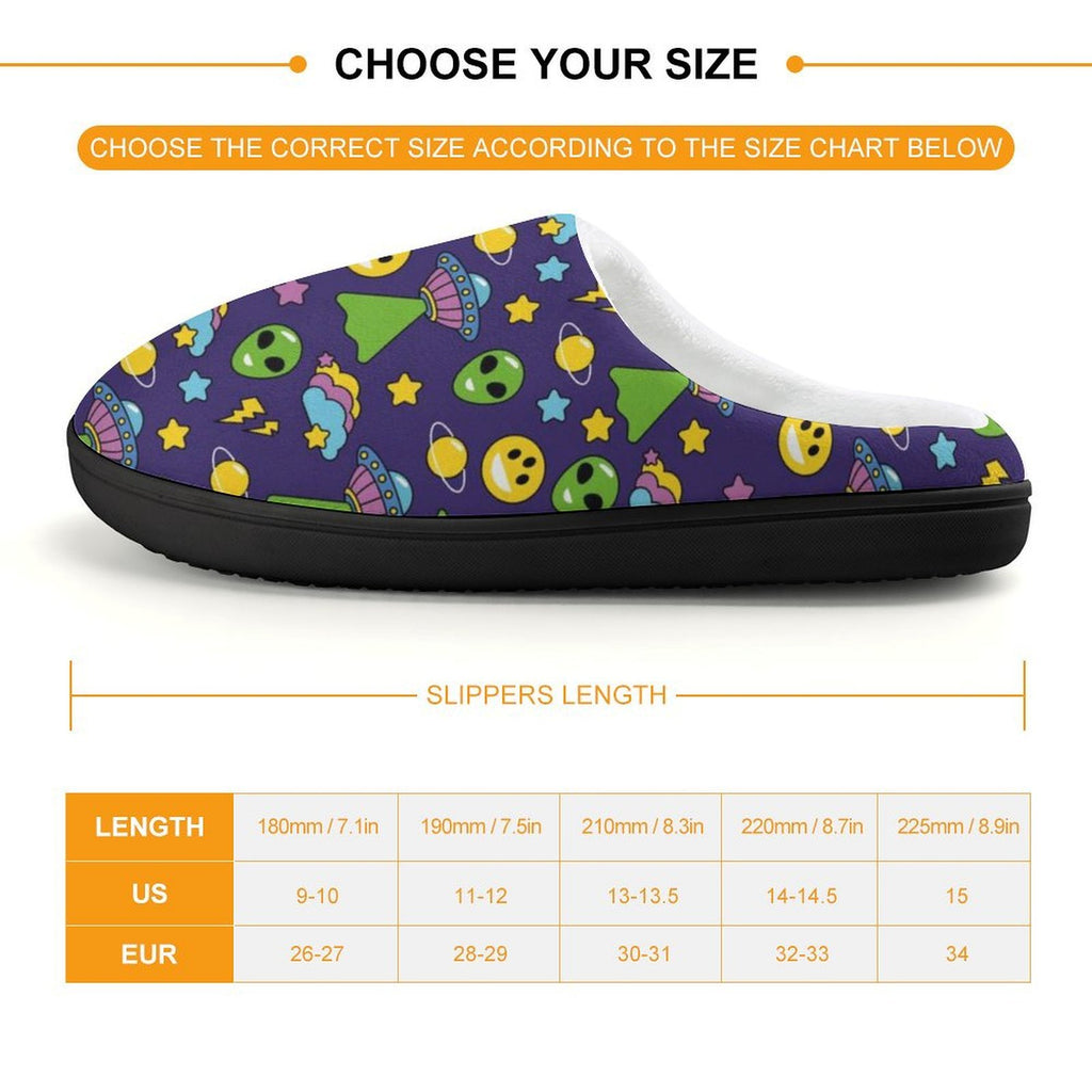 Groovy Alien And UFO Kids Cotton Slippers Kids Cotton Slippers Printed Offshore Sci Fi