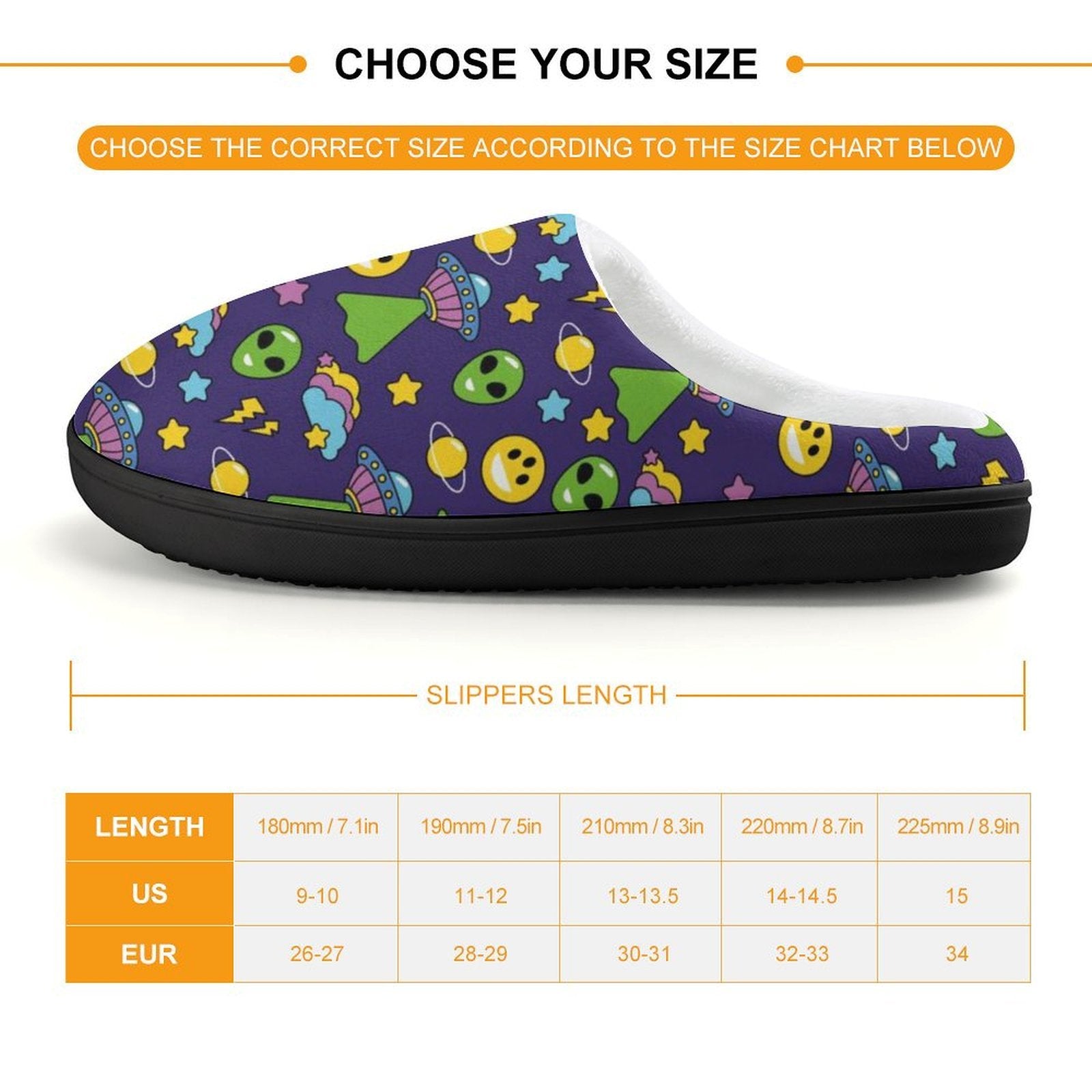 Groovy Alien And UFO Kids Cotton Slippers