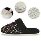 Quavers, Music Notes Men's Fur Trim Thick-Sole Indoor Slippers Men's Fur Trimmed Slippers Music Printed Offshore