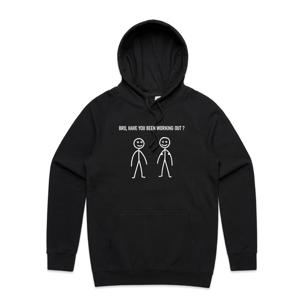 Bro, Have You Been Working Out, Stick Figures - Mens Hoodie Black Mens Hoodie Fitness Printed In Australia
