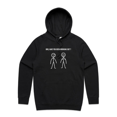 Bro, Have You Been Working Out, Stick Figures - Mens Hoodie Black Mens Hoodie Fitness Printed In Australia