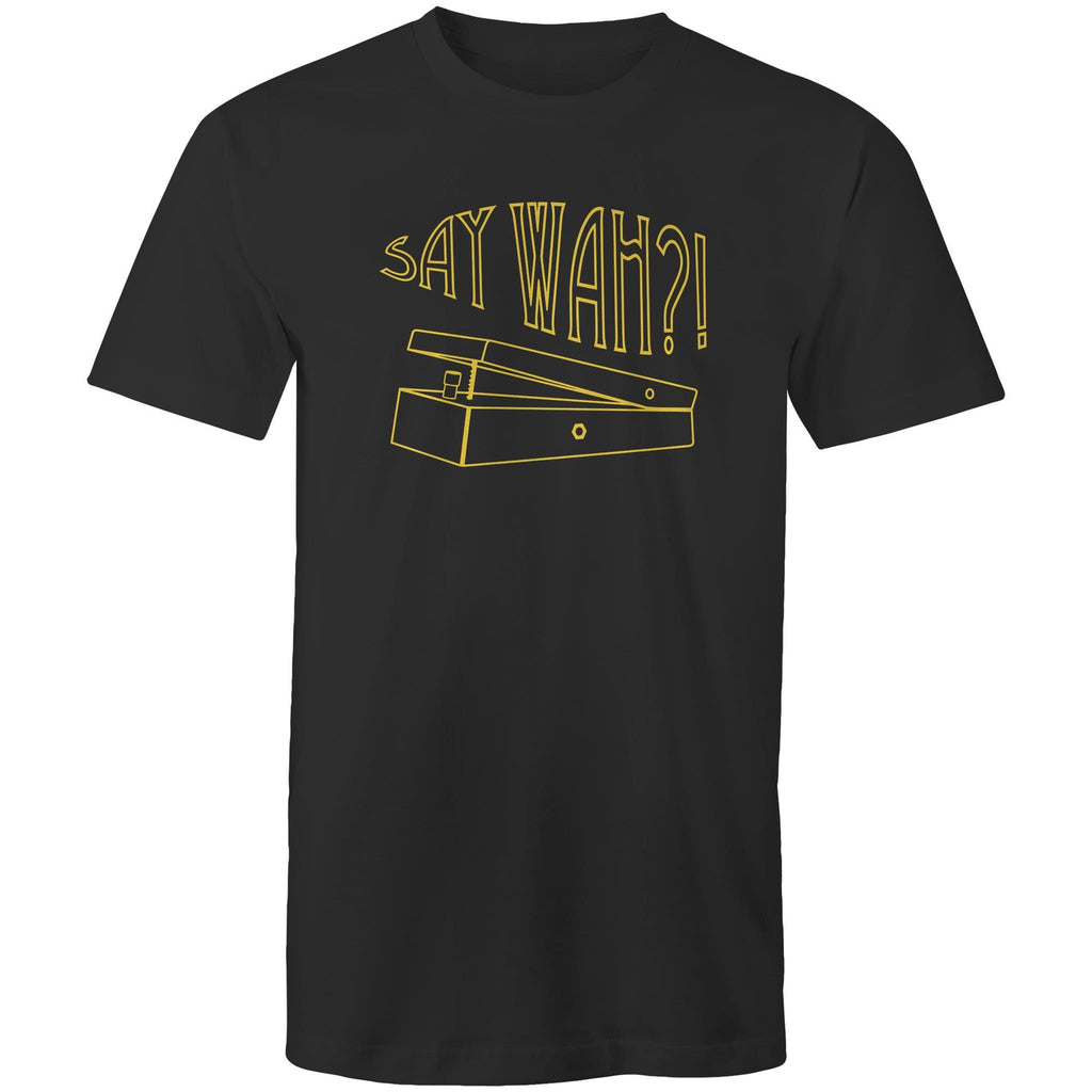 Say Wah, Guitar Pedal - Mens T-Shirt Black Mens T-shirt Music Printed In Australia