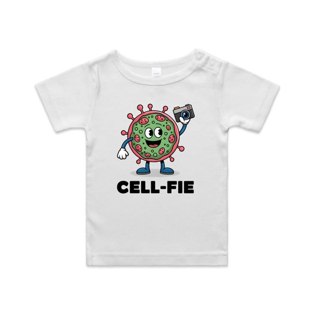 Cell-fie Cell Selfie AS Colour Baby T-shirt White Baby T-shirt Printed In Australia Science