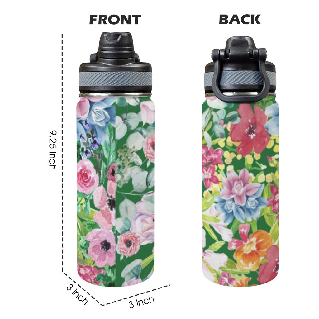 Bright Floral - Insulated Water Bottle with Dual-Use Lid (18oz) Insulated Water Bottle with Dual-Use Lid (18oz) Plants Printed Offshore