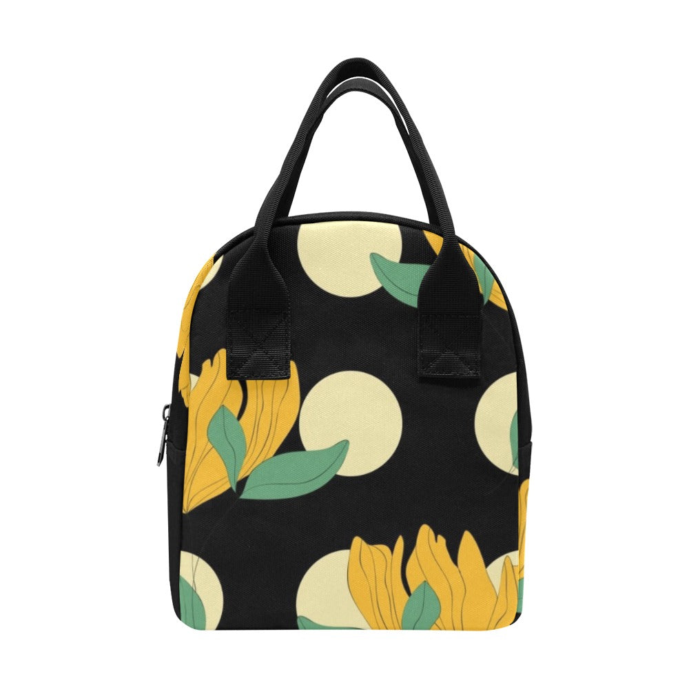 Yellow Flowers And Dots - Zipper Lunch Bag One Size Zipper Lunch Bag Printed Offshore