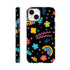 Bright Rainbow And Flowers - Apple iPhone Tough case iPhone 14 iPhone Tough Case Globally Fulfilled Plants