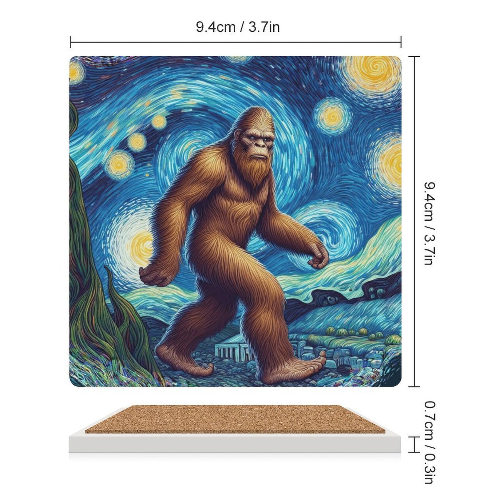 Big Foot Starry Night Ceramic Coasters (Square) Ceramic Coasters Printed Offshore Sci-Fi