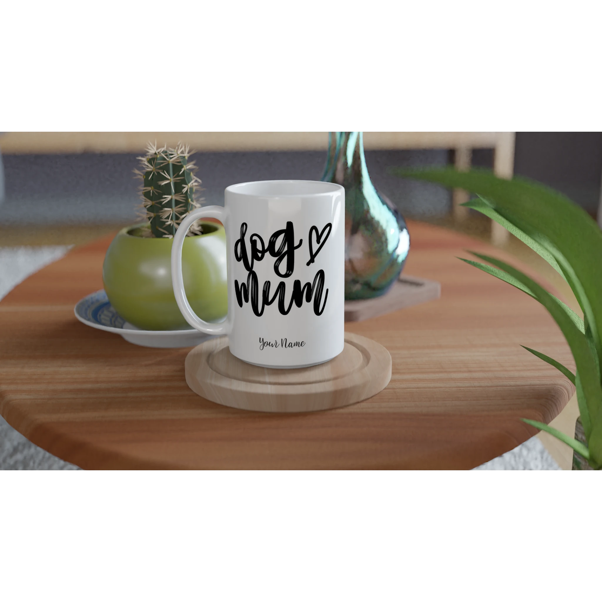 Personalise - Dog Mum - White 15oz Ceramic Mug Personalised 15oz Mug animal customise Globally Fulfilled Mum personalise
