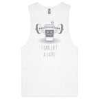 I Can Lift A Latte, Coffee - Tank Top Tee White Drop Arm Tank Top Fitness Printed In Australia