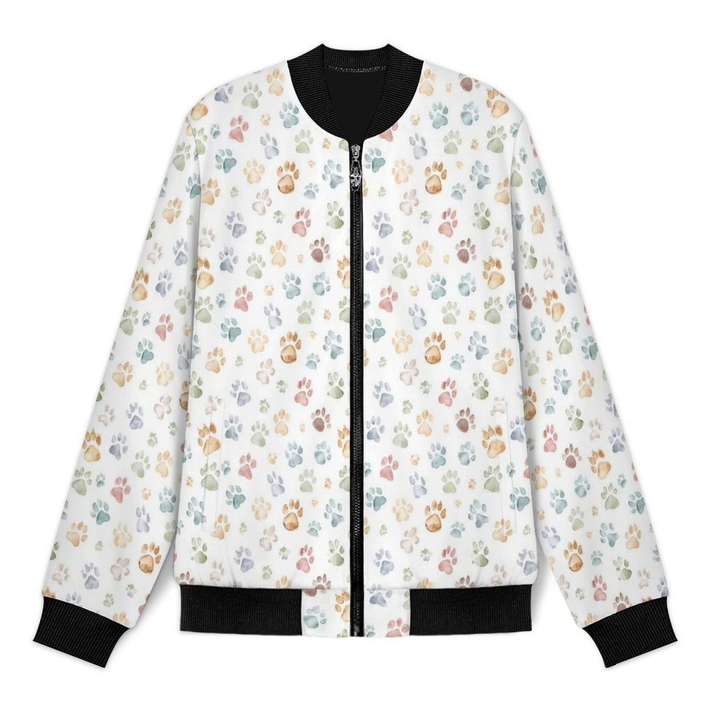 Paw Prints Men's Casual Zip‑Up Bomber Jacket