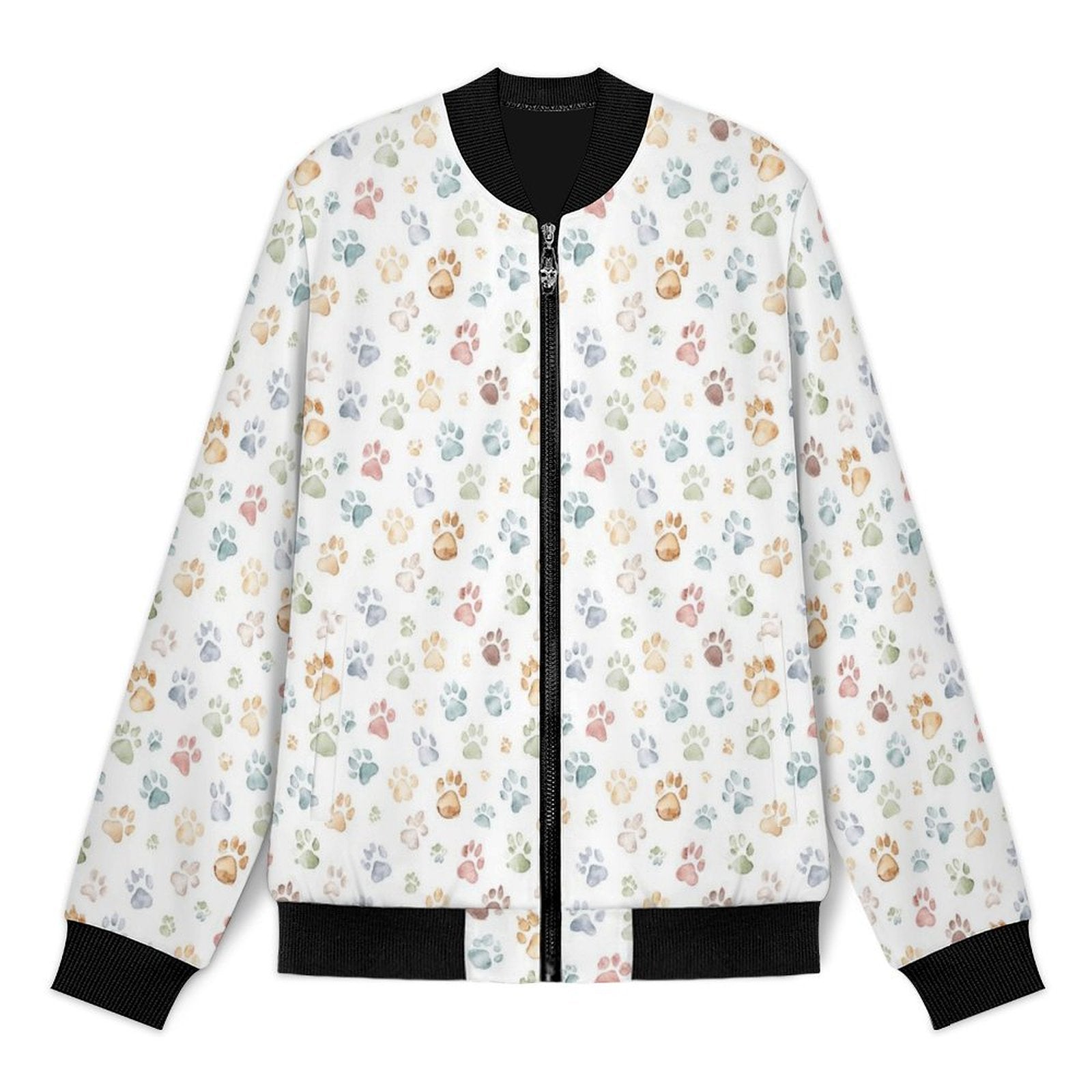 Paw Prints Men's Casual Zip‑Up Bomber Jacket