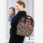 Colourful Cats - Multi-Function Backpack, Nappy / Diaper Bag