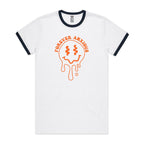 Forever Anxious - Staple Ringer Tee White Navy Ringer T-Shirt Printed In Australia