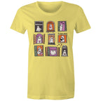 Ghosts In Windows - Womens T-shirt Yellow Womens T-shirt Halloween Printed In Australia