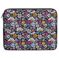 Graphic Flowers On Black Laptop Sleeve (Multiple Sizes) black Laptop Sleeve Plants Printed Offshore