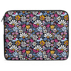 Graphic Flowers On Black Laptop Sleeve (Multiple Sizes) black Laptop Sleeve Plants Printed Offshore