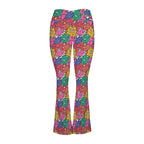 Bright And Bold Flowers High Waist Crossover Tummy Control Flare Leggings High Waist Flare Leggings Plants Printed Offshore