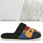 Colourful Guitars Women's Fur Trim Thick-Sole Indoor Slippers Women's Fur Trimmed Slippers Music Printed Offshore