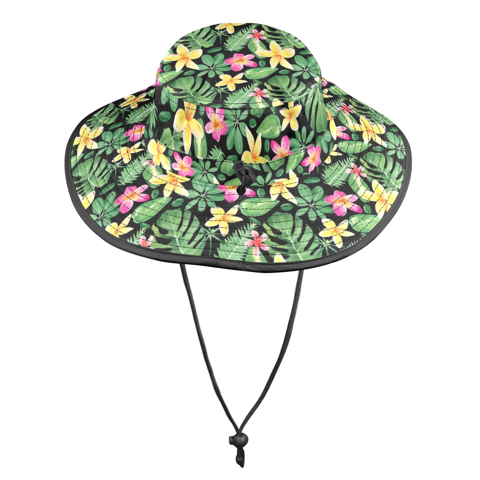Frangipani - Wide Brim Bucket Hat Wide Brim Bucket Hat Plants Printed Offshore