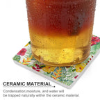 Tropical Flowers Ceramic Coasters (Square) Ceramic Coasters Plants Printed Offshore