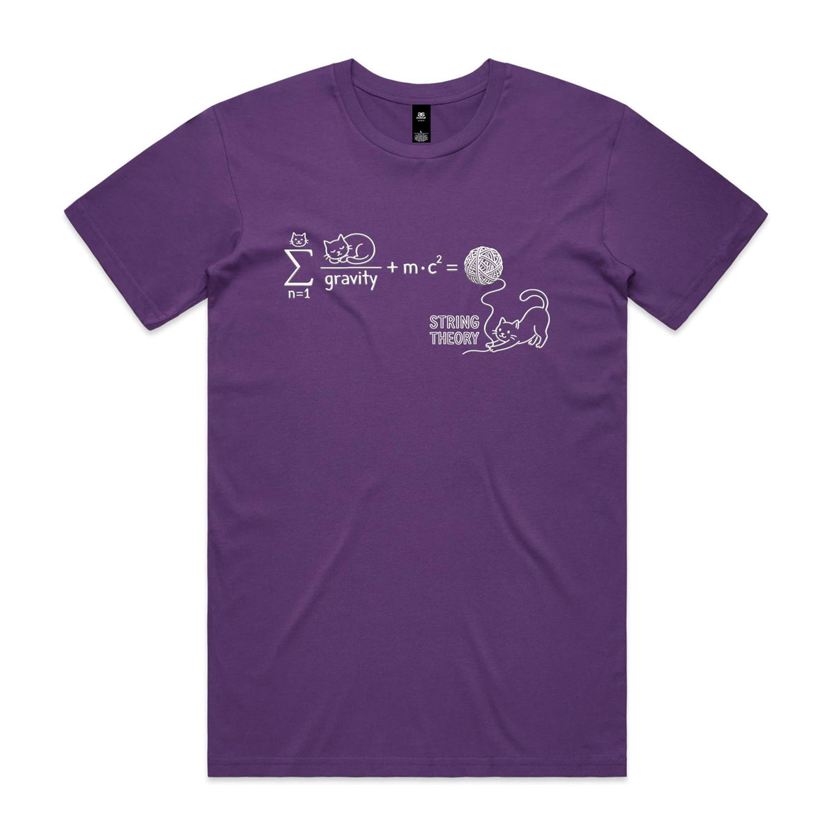 Cat String Theory Physics Men's AS Colour T-shirt Purple Mens T-shirt animal Printed In Australia Science