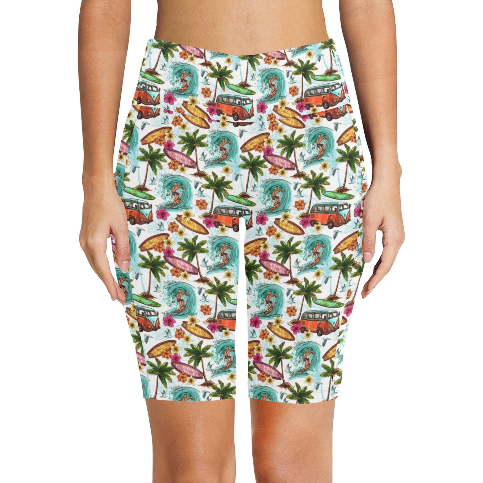 Surfing Safari Women's Bike Shorts With Side Pockets