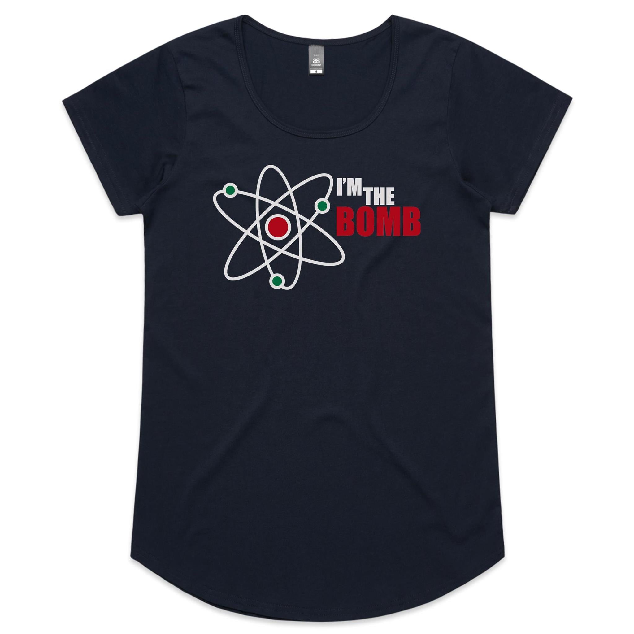 I'm The Bomb, Atom - Womens Scoop Neck T-Shirt Navy Womens Scoop Neck T-shirt Printed In Australia Science