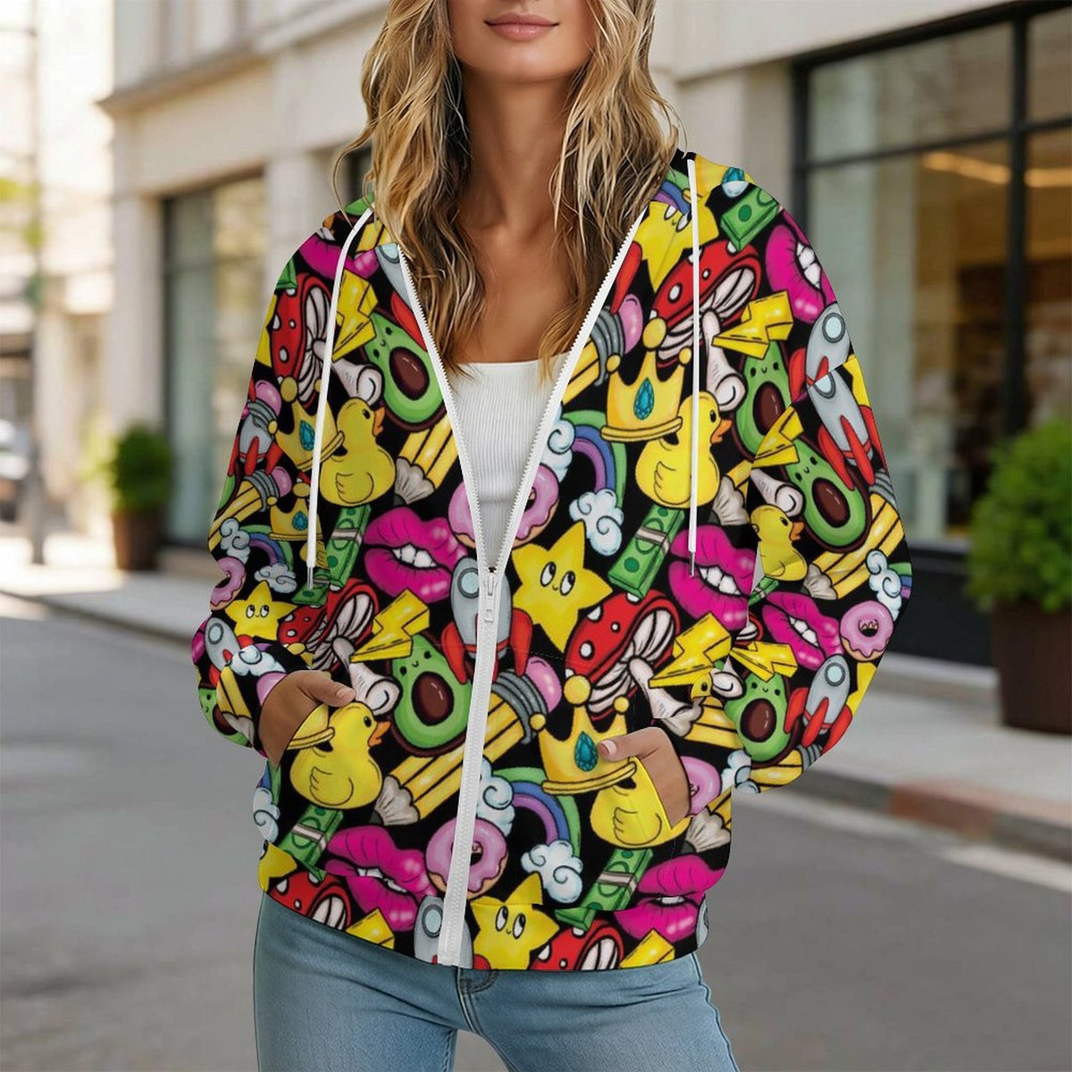 Bright And Cute Women's Full-Zip Hoodie