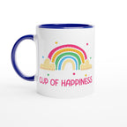 Cup Of Happiness - White 11oz Ceramic Mug with Colour Inside Ceramic Blue Colour 11oz Mug Globally Fulfilled positivity