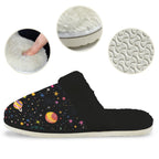 Space Women's Fur Trim Thick-Sole Indoor Slippers Women's Fur Trimmed Slippers Printed Offshore Space